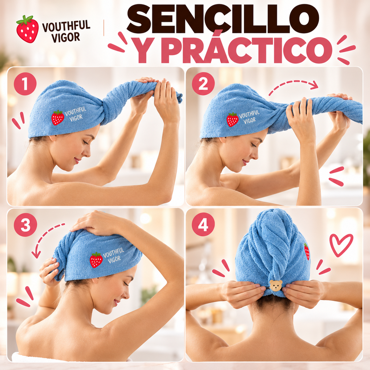 Set 2 toalla para el Cabello (2 colores)