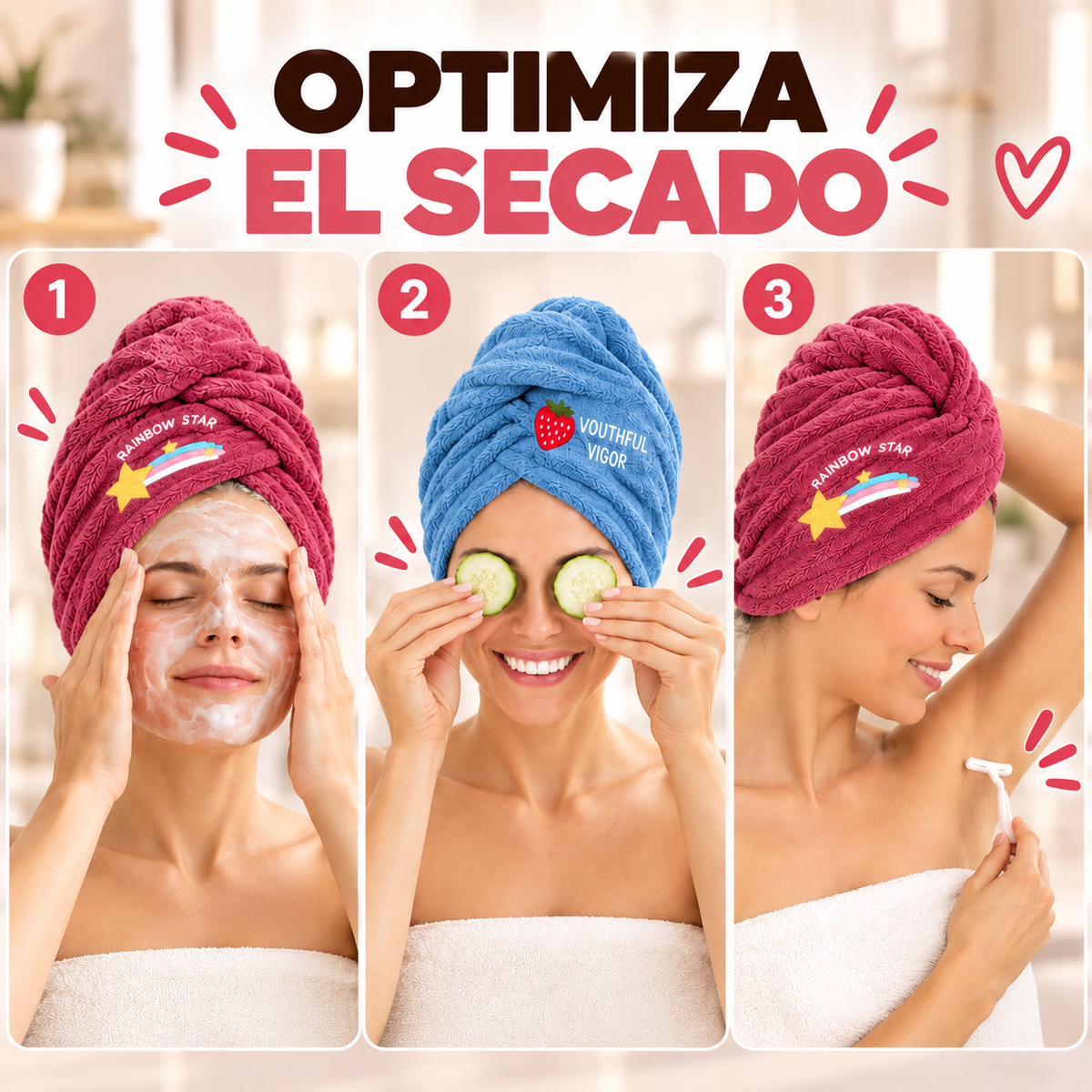 Set 2 toalla para el Cabello (2 colores)