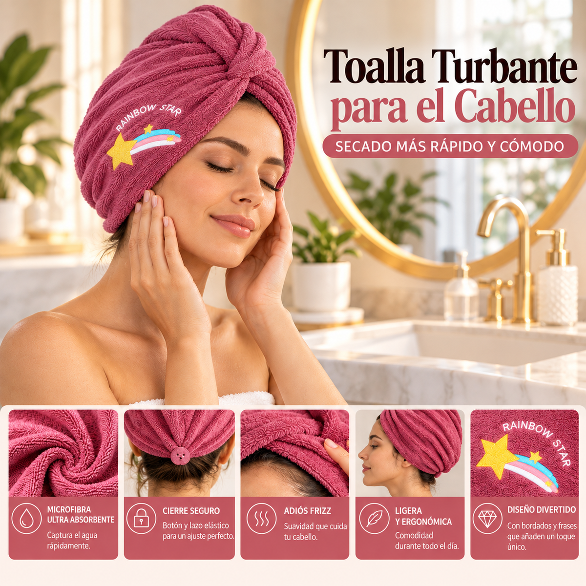 Set 2 toalla para el Cabello (2 colores)